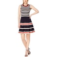 thumbnail image 1 of Anne Klein Womens Multi Striped Fit & Flare Dress, Multicoloured, Small, 1 of 1