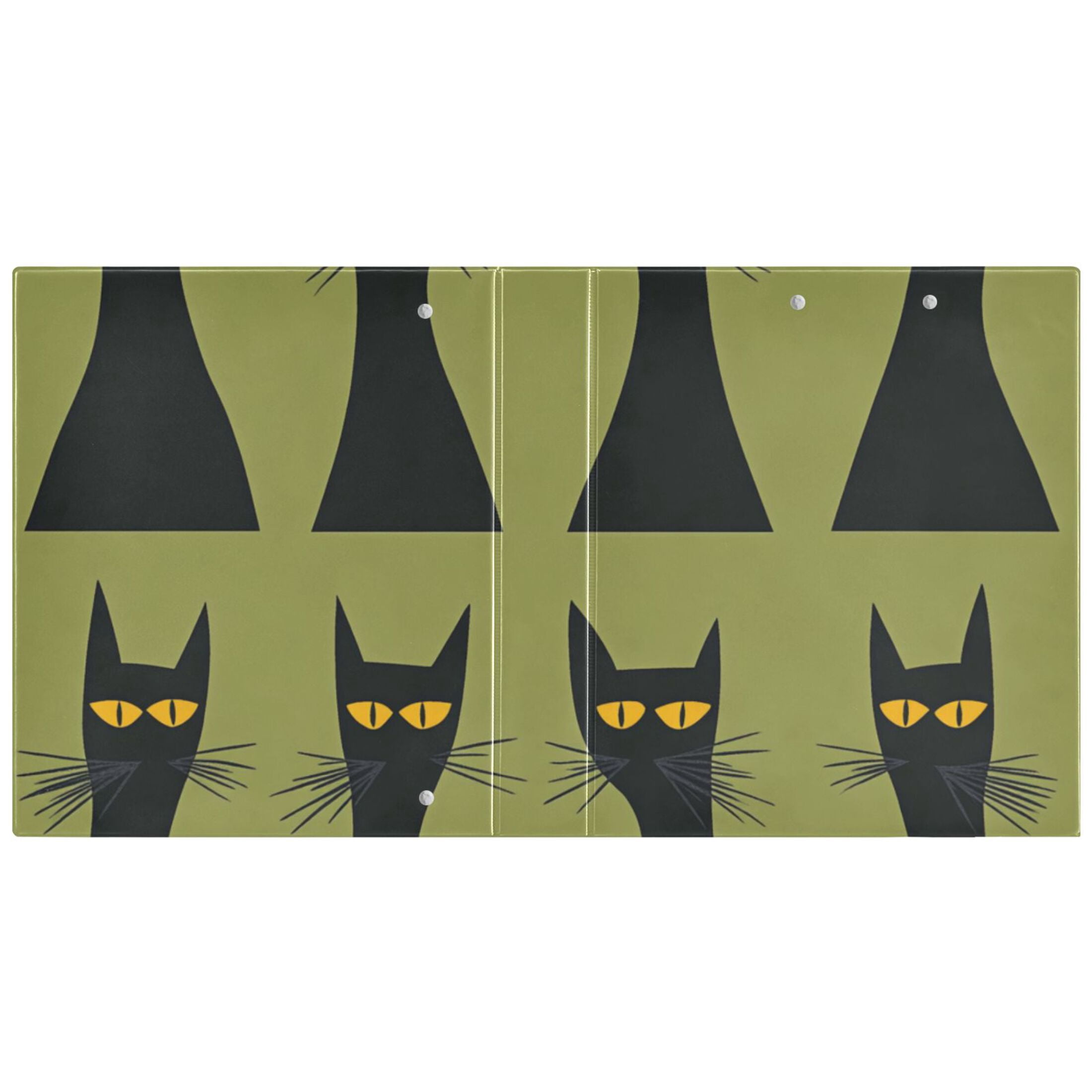 Black Cats and Green 3 Ring Binders 1.5 inch Hardcover File Folders with Interior Pockets A4 Size Organizer for School Office Hospital
