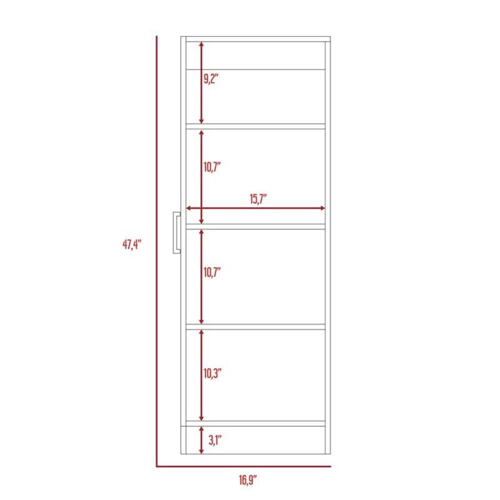 TUHOME Furniture Belleria 47" High Wood Pantry Cabinet in White