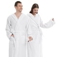 thumbnail image 6 of Cotton Terry Cloth Men's Bathrobe with Hooded,Classic Towel Full Length Robe White Color One Size, 6 of 8
