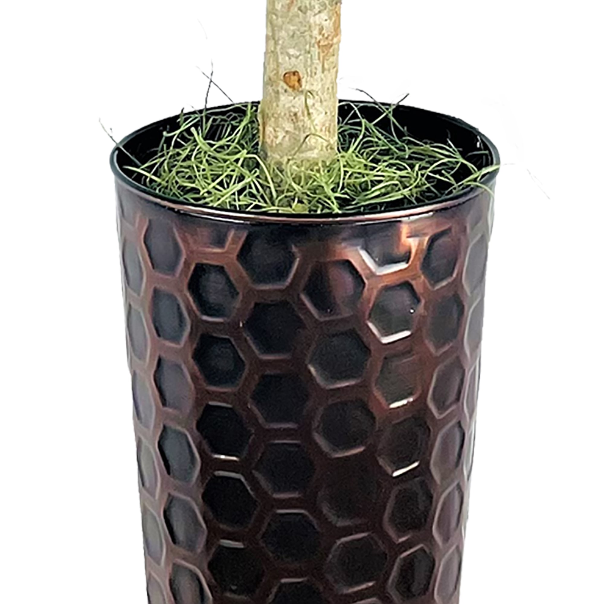 Artificial Tree, 5ft Artificial Ficus Tree in a Patterned Copper Pot by LCG Florals, Faux Designer Fake Indoor Tree for Living Room, Office, and Home Décor