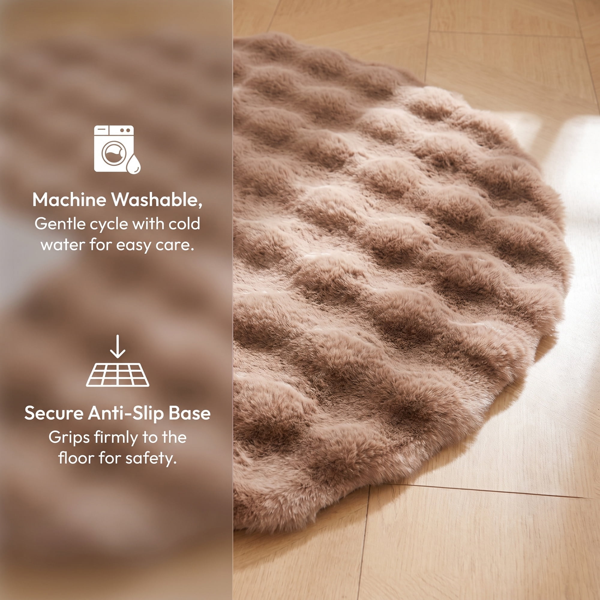 Unique Bargains Modern Geometric Round Area Rug Soft Shaggy Circle Carpet 20" x 20" Khaki