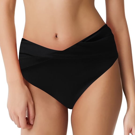 Laipiong Women's Bikini Swim Bottoms High Waisted Ruched Pleated Front Solid Color Swimming Bathing Suit Shorts Summer Beach Slim Fit Swimwear