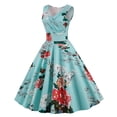 thumbnail image 2 of WILLBEST Vestidos Casuales para Mujer Fiesta Vintage de Las Mujeres con Cuello En V Sexy Estampado Floral Vestido sin Mangas Cena Vestido Formal Extra Grande, 2 of 3