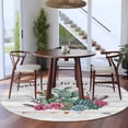 thumbnail image 4 of Round Area Rug 6ft,Summer Tropical Cactus Flower Washable Carpet Non-Slip Runner Accent Rugs Indoor Floor Mat for Bedroom Living Room Decor,Country Botanical Wood Plank, 4 of 9
