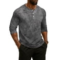 thumbnail image 4 of CCRFTGI Polo Shirts for Men Henley Raglan 3/4 Sleeve Big and Tall Tie Dye Shirts Jersey Baseball Button Up Classic Summer Fall Blouse Tops Gray XXXL, 4 of 8