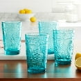 thumbnail image 2 of The Pioneer Woman Amelia Teal Glass Tumbler, Teal, Set of 4, 2 of 8
