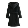 thumbnail image 3 of Patlollav Womens Woolen Coats Solid Color Loose Long Sleeve Hooded Casual Coat/Jacket, 3 of 6