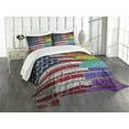 thumbnail image 3 of Ambesonne American Flag Quilted Bedspread Set 3 Pcs, Brick Wall Pride, Queen Size, Multicolor, 3 of 5