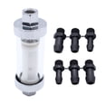 thumbnail image 1 of Universal 3/8'' 1/4'' 5/16'' Fittings Chrome Gas Glass Reusable Inline Fuel Filter with 6 Hoses Fuel Filter Kit, 1 of 7