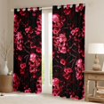 thumbnail image 2 of Homewish Skull Skeletons Blackout Curtains Set of 2 (52x84 Each),Happy Halloween Curtain,Red Floral Living Room Curtains, 2 of 6