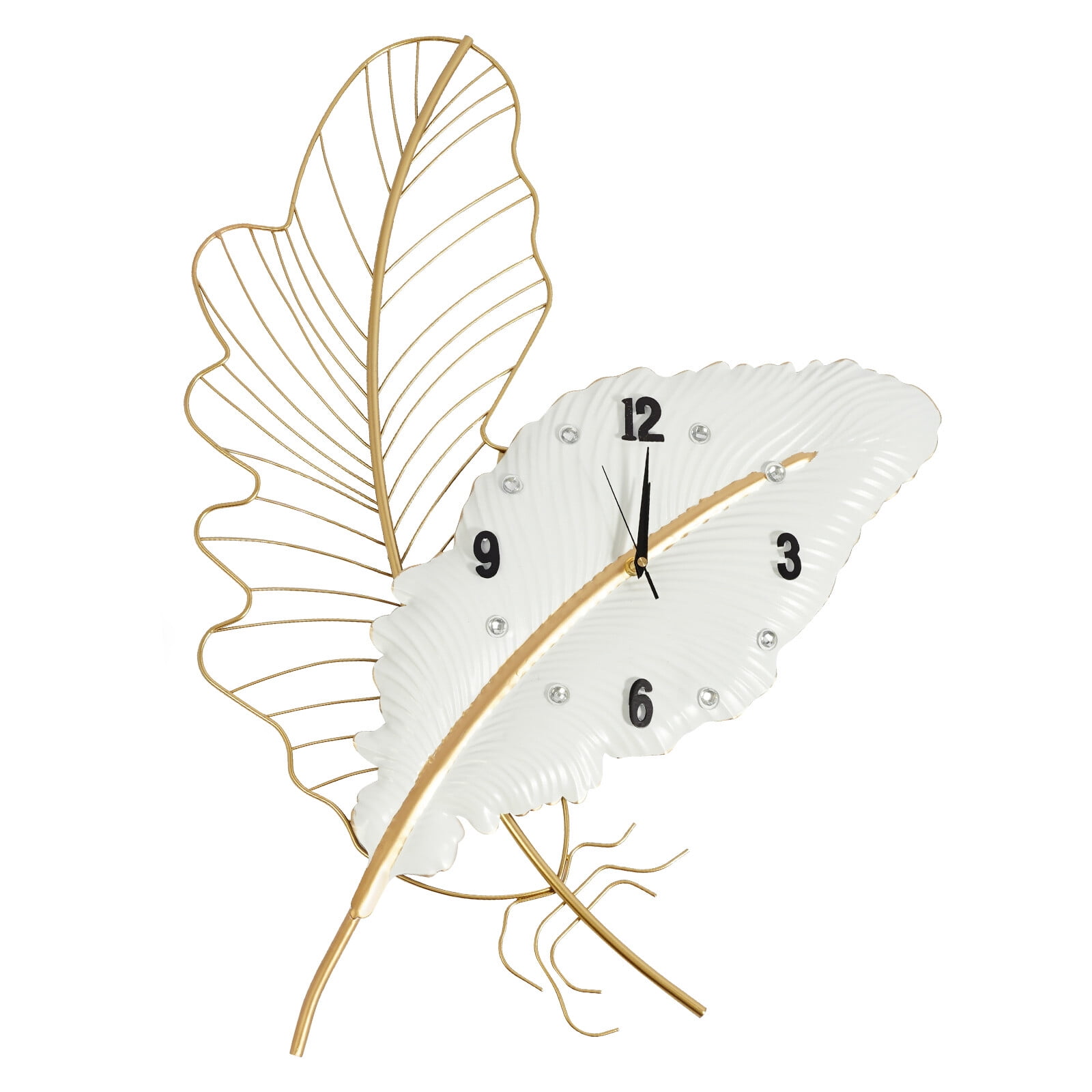 Feather-shaped Wall Clock Creative Metal Wall Clock Silent Clock For Living Room Decor