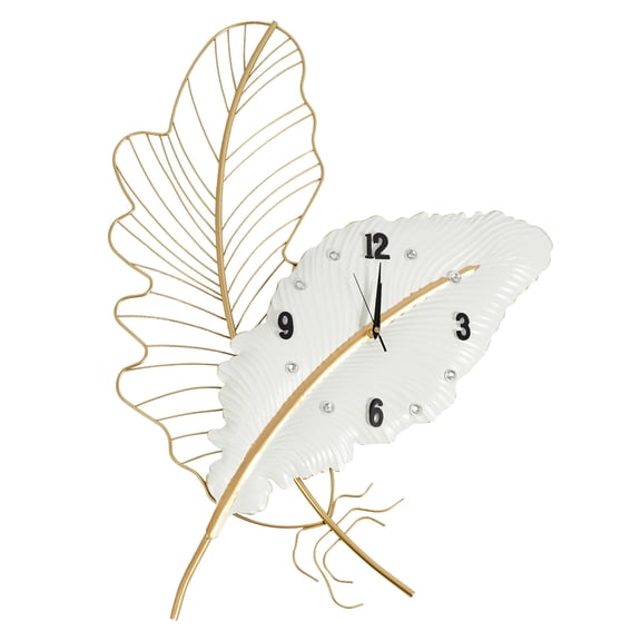 Feather-shaped Wall Clock Creative Metal Wall Clock Silent Clock For Living Room Decor