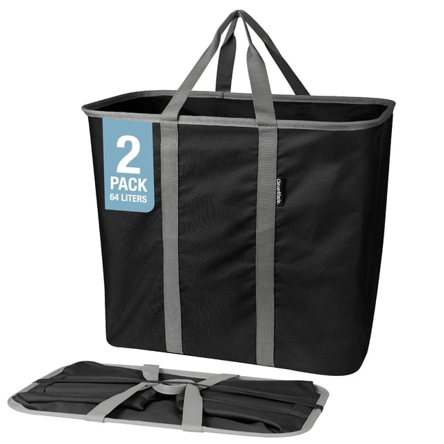 Cesta de lavandería CleverMade Midnight Black/Shadow Grey, 64 L, paquete de 2