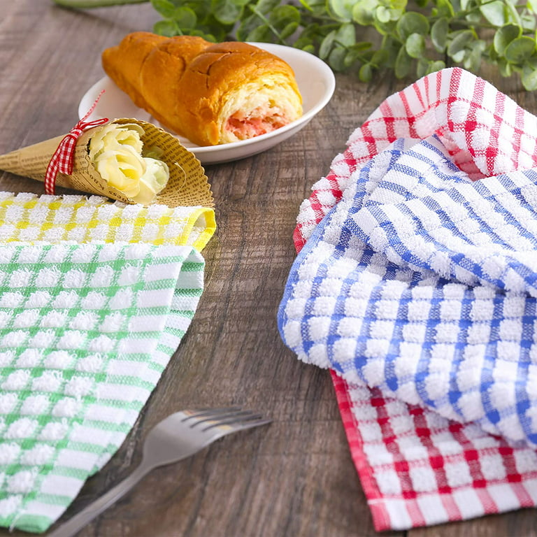 Kitchen Towels Bulk 100 Cotton Kitchen Dish-Cloths Scrubbing Dishcloths  Sets 11x17 Inch 12pcs (Blue)