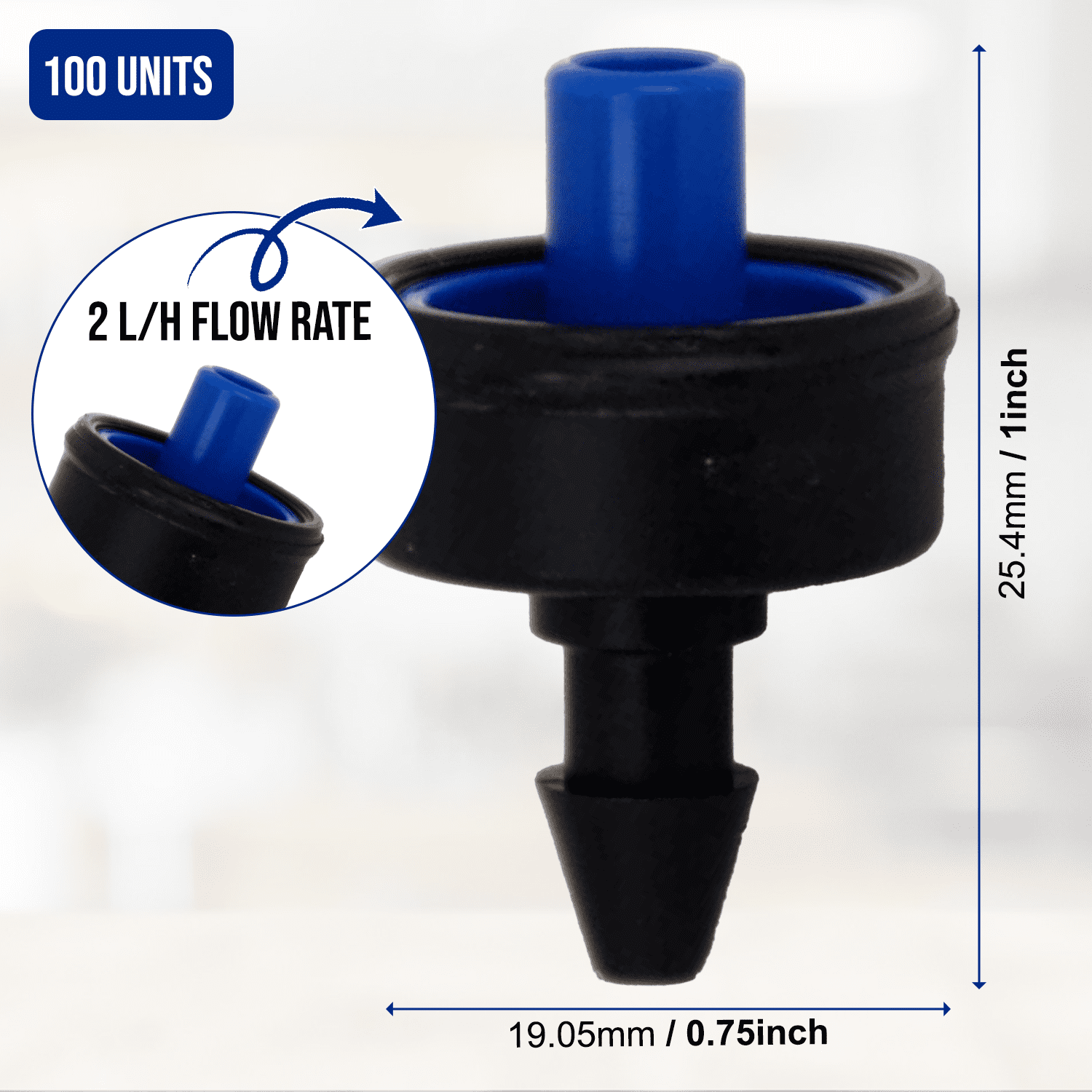 Pack of 100 2.0 LPH DripRack Pressure Compensating (PC)for Drip Irrigation Systems