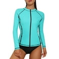 thumbnail image 1 of Rash Guard for Women Long Sleeve Zipper Front Swim Shirt UPF 50, 1 of 6