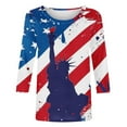 thumbnail image 5 of Fourth of July Tees for Women American Flag Tops Women 4th of July T-Shirts Patriotic Tee Shirts for Women Women's Fashion Tees Casual Crewneck 3/4 Sleeve Loose T Shirt Ladies Blouses Shirts, 5 of 5