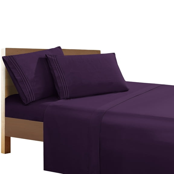 Super Breathable Soft Sheet set, 1500 Series Vibrant Colors, Full, Purple