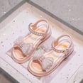 thumbnail image 2 of Xfvqtps Kids Girls Summer Princess Sandals Open Toe Rhinestone Bow Pearl Hook and Loop Soft Thick Sole Flats Shoes, 2 of 9