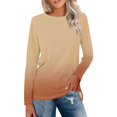 thumbnail image 2 of Topvent Women's Long Sleeve Round Neck Gradient Print Shirt Basic T-shirt Casual Autumn Tops, 2 of 5