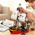 thumbnail image 5 of Pirate Ship Building Blocks Sets, Redbeard's Revenge Three Masted Boat STEM Toys for 8, Piece Pirate Boat Display Model with Dinghy Birthday for 928 PCS, 5 of 7