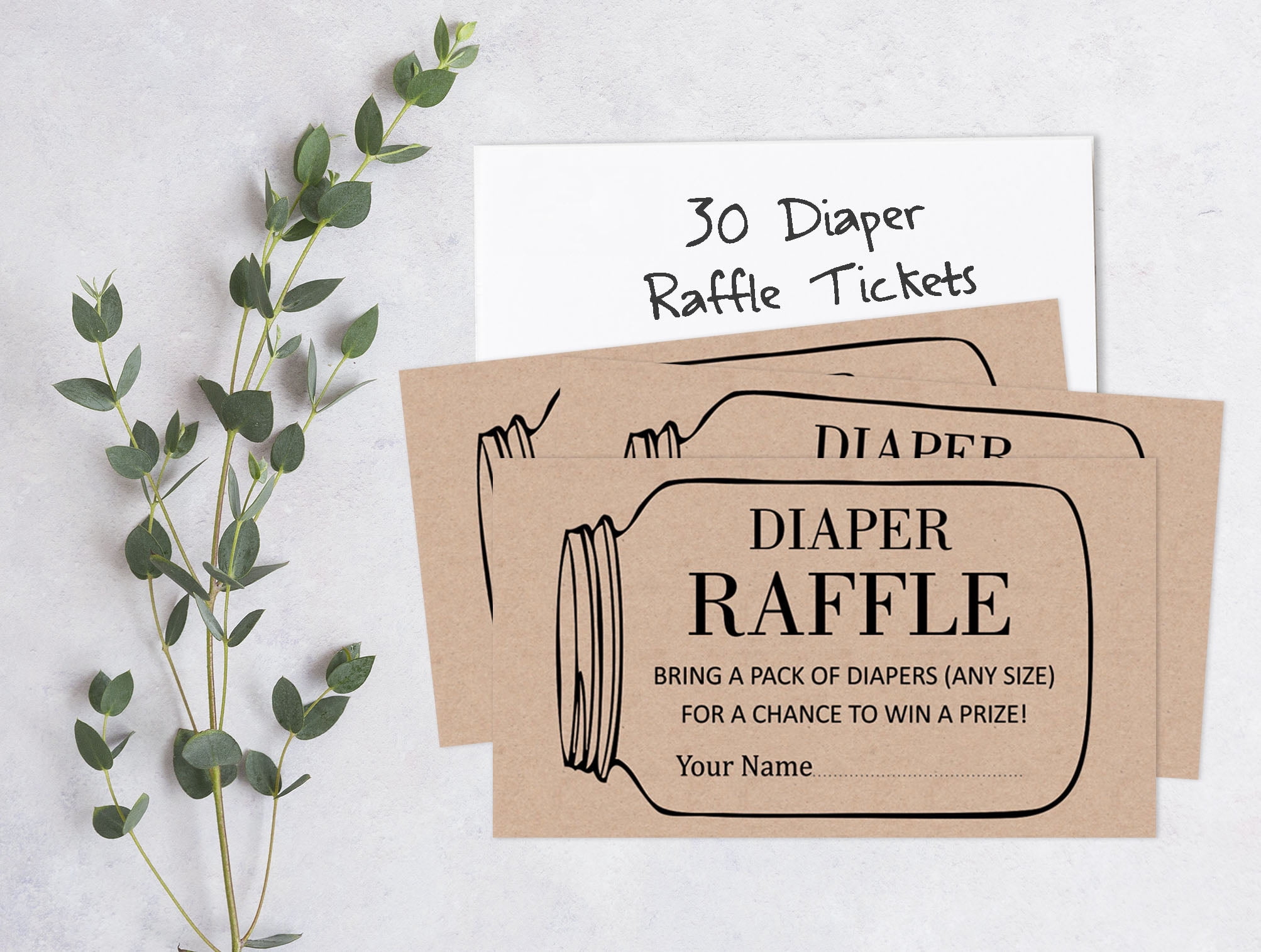 Inkdotpot 30Baby ShowerDiaper Raffle Ticket Lottery Insert Cards Supplies Games For Baby Shower Party Gender Neutral Bring A Pack Of Rustic Diapers To Win Favors Gifts And Prizes