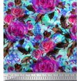 thumbnail image 1 of Soimoi Poly Georgette Fabric Leaves & Rose Flower Print Fabric by Yard 52 Inch Wide, 1 of 3
