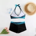 thumbnail image 4 of JoveMarine Bikini Sets for Women – Split Printed Swimsuit with Breast Pads, No Underwire, Fashion Sexy Two-Piece, Perfect for Summer Beach Vacation,Sky Blue 5XL, 4 of 5