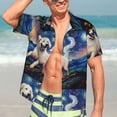 thumbnail image 5 of Yiaed Vintage Starry Sky Puppy Print Hawaiian Shirt for Men Short Sleeve Button Down Shirts Beach Shirts for Men-Small, 5 of 5