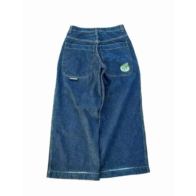Pantalones vaqueros unisex estilo hip-hop gótico urbano de talle alto y corte holgado con diseños rasgados y bordados for hombre y mujer