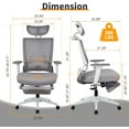 thumbnail image 3 of Foldable Ergonomic Office Chair, High Back Desk Chair with Footrest, Mesh Back Computer Chair with Fixed Headrest, 2D Armrest, Adjustable Lumbar Support, Soft Sponge Seat, Swivel Task Chair, Green, 3 of 14
