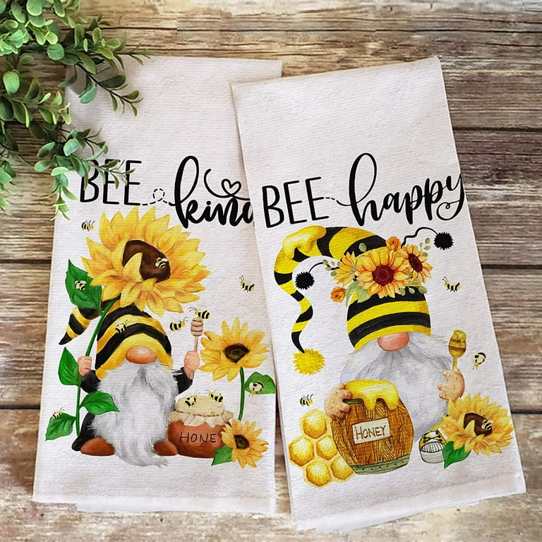 Bee towel, Kitchen towel embroidered with bees, bee decor, kitchen decor,  house warming gift, gift for bee lover