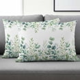 thumbnail image 2 of Set of 2 Green Eucalyptus Leaves Pillow Covers 12x20 Inch, Watercolor Spring Botanical Decorative Throw Pillow Cases Cotton Cushion Covers for Sofa Couch Bed Living Room Bedroom Home Decor, 2 of 9