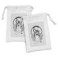 thumbnail image 1 of Stay Cool Fabric Pouch Set of 2, Hand Written Looking Stay Cool Words Between Headphones Music Print, Drawstring Bag for Toiletries Masks and Favors, 9" x 6", Pale Grey Charcoal Grey, by Ambesonne, 1 of 2