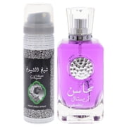 Lattafa Mahasin Crystal Violet , 2 Pc Gift Set 3.4oz EDP Spray, 1.7oz Perfumed Spray