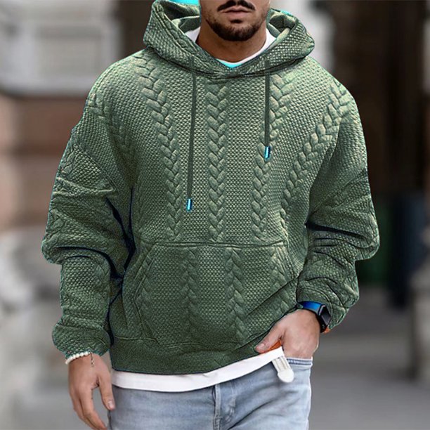 pstuiky camisas de manga larga para hombre, Sudadera con capucha de manga larga para hombre, estilo informal, con cordones y tejido liso top de hombre xxl