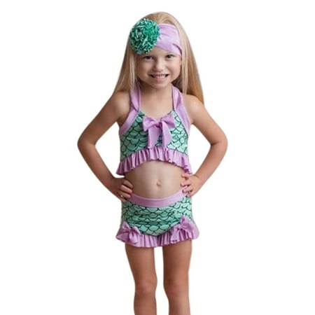 

Summer Toddler Kids Baby Girls Print Bowknot Swimwear Swimsuit Bikini Outfits