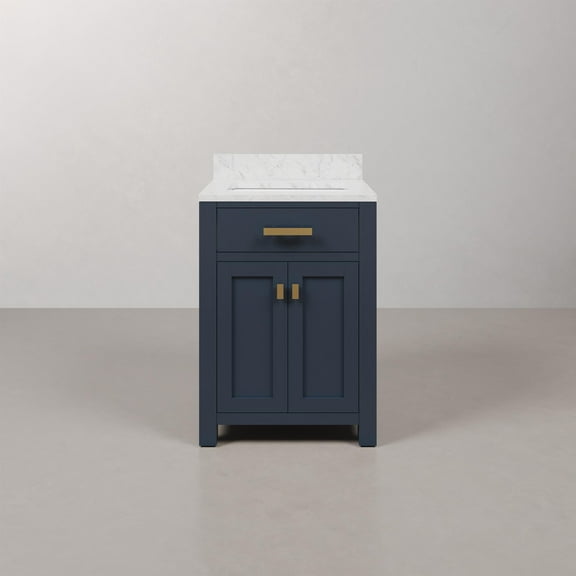 Water Creation Madison 24" Wood Single Bathroom Vanity in Blue/Satin Gold