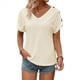 thumbnail image 1 of Camiseta con Bordado de Ojales para Mujer, Blusa Informal de Verano con Cuello en V, Blusa Holgada A , Color Albaricoque XXL, 1 of 8