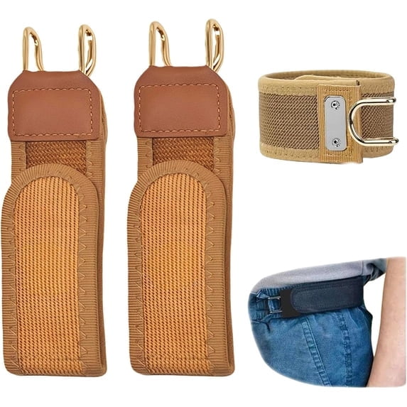 XINmiao No Buckle Belt for Men, Metal Hook Elastic Belt, Unisex Buckle-Less Invisible Waist Belt for Work & EDC, Adjustable Stretch Fit 2PC Brown
