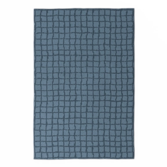 Mainstays Kids Tufted Blue Grid Washable Area Rug, 4' x 6'