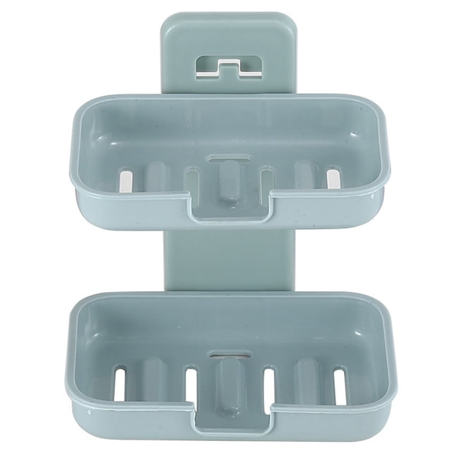 Coofit Soap Rack Wall-Mount 2-layer Punch-Free Soap Holder Soap Dish for Bathroom