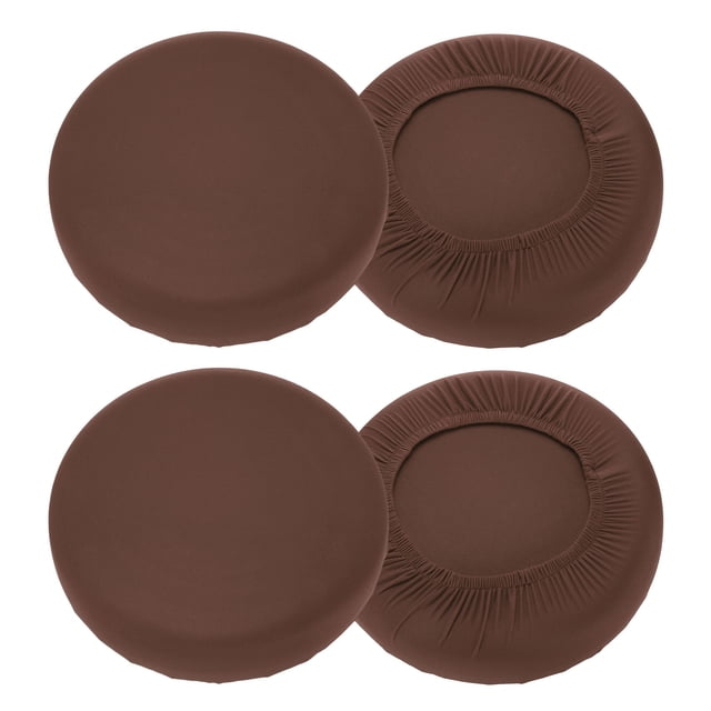 Uxcell 4 paquetes de fundas de taburete redondas 16-18" lavables a prueba de polvo con elástico marrón oscuro fluorescente