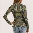 thumbnail image 4 of SAATLERI Long Sleeve Polo Shirt for Women V Neck Camouflage Print Slim Fit Shirts Button Down Collared Long Sleeve Shirt Comfy Dressy Blouses Tops, 4 of 6
