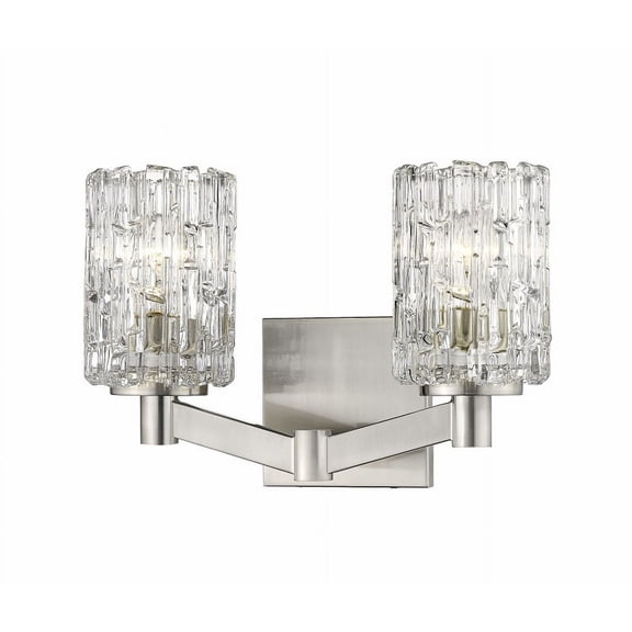 Z-Lite Aubrey 2 Light Clear Glass Steel Vanity Light in Brushed Nickel