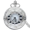 thumbnail image 2 of Vintage Pocket Watch, Roman Numeral Quartz piece, Classic Black Pocket Clock With Chain for Men Women Formal Events Collection, 2 of 7