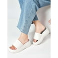 thumbnail image 2 of Gustave Platform Slide Sandals for Women Square Open Toe Wedge Slippers Fashion Comfortable Summer Beach Casual Slip On Shoes, Women 9-10, White, 2 of 8