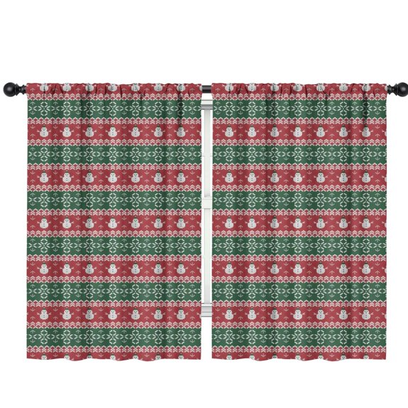 Blackout Kids Curtains,Red and Green Christmas Snowman Pattern Childrens Insulated Curtains Set Of 2,Bedroom Essentials,Toddler Room Decor 42"x63"
