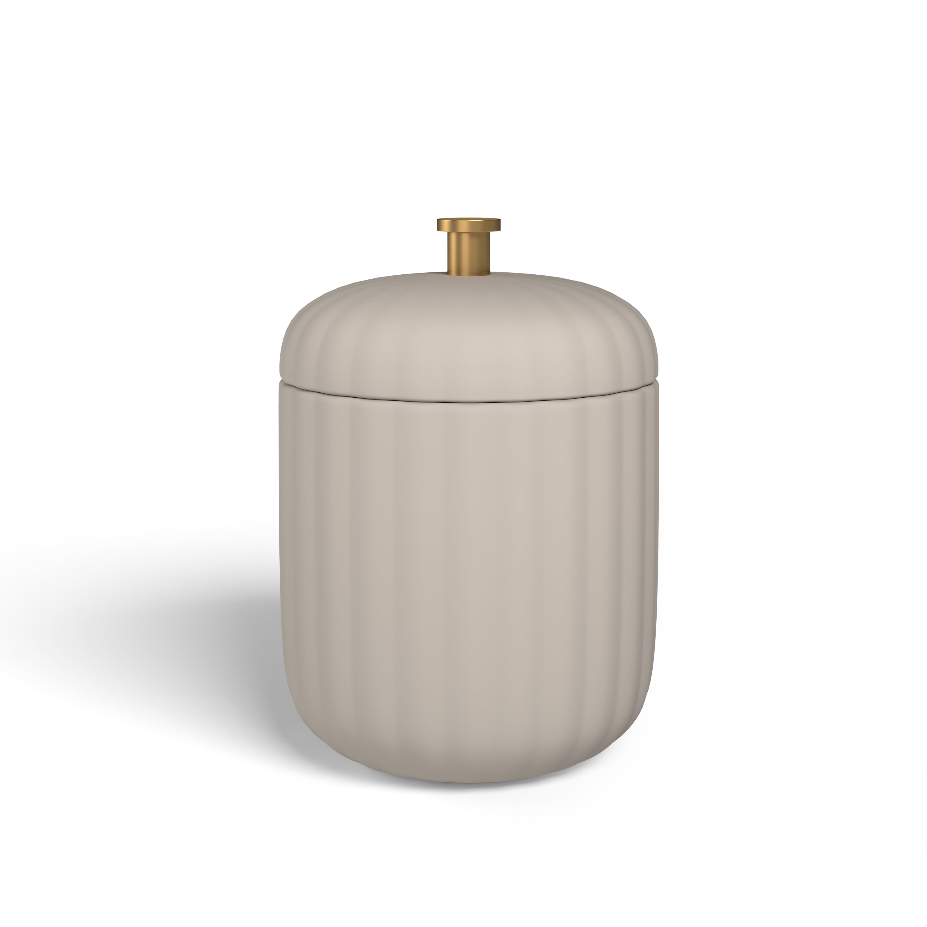 Beautiful Fluted Stoneware 2-Piece Vanity Jar Set by Drew Barrymore, Porcini Taupe